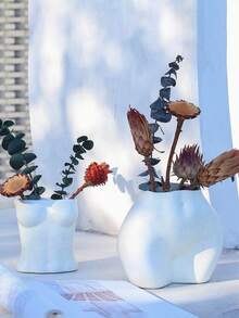 1个陶瓷花瓶，女性人体雕塑造型，多用途花瓶，独特简约的女性人体造型小花瓶，适用于卧室、浴室、客厅，高光泽抛光。 - 彩色 - 查看 3