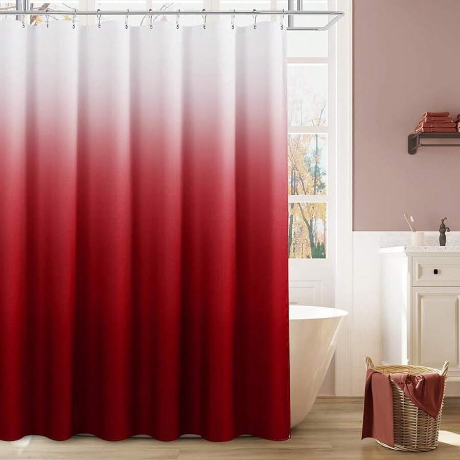 Black And White Shower Curtain, Black Ombre Geometric Men Bath Curtains For Bathroom, Masculine Shower Curtain, Durable And Machine Washable, 72 X 72 Inches, Black White And Gray - Burgundy Gradient - 查看 1