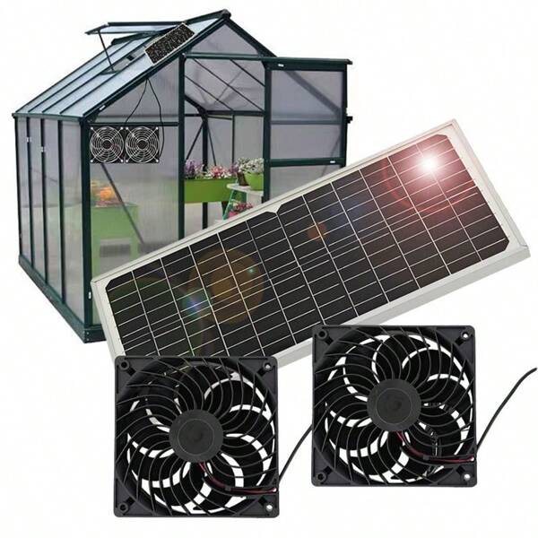 Senmeo 1 Piece Solar Dual Fan Intelligent Ventilation System For Chicken Coops, Rabbit Cages, Pet Houses Air Purification, Greenhouses, Tents, RVs, Outdoor Workshop Air Circulation