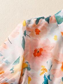Women's All-Over Floral Print Button-Front Shirt - Short Sleeve Collared Blouse For Date Nights/Parties/Travel, Spring-Summer Wardrobe Essential With Versatile Styling