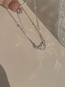 1 pièce Bracelet fleur de cerisier à double couche, version coréenne simple et personnalisée avec des strass, fraîche, simple et polyvalente. (La chaîne de queue et la boucle sont aléatoires)