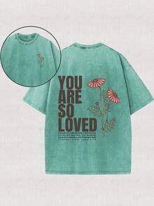 230g Double-Sided Washing, You Are Such A Lovely Printed T-Shirt, High-Quality Batik Cotton Retro Fashion Brand T-Shirt, Beach Essential, Men's Summer T-Shirt, Holiday Gift, Perfect Gift. - Grass Green(草綠色) - 查看 1