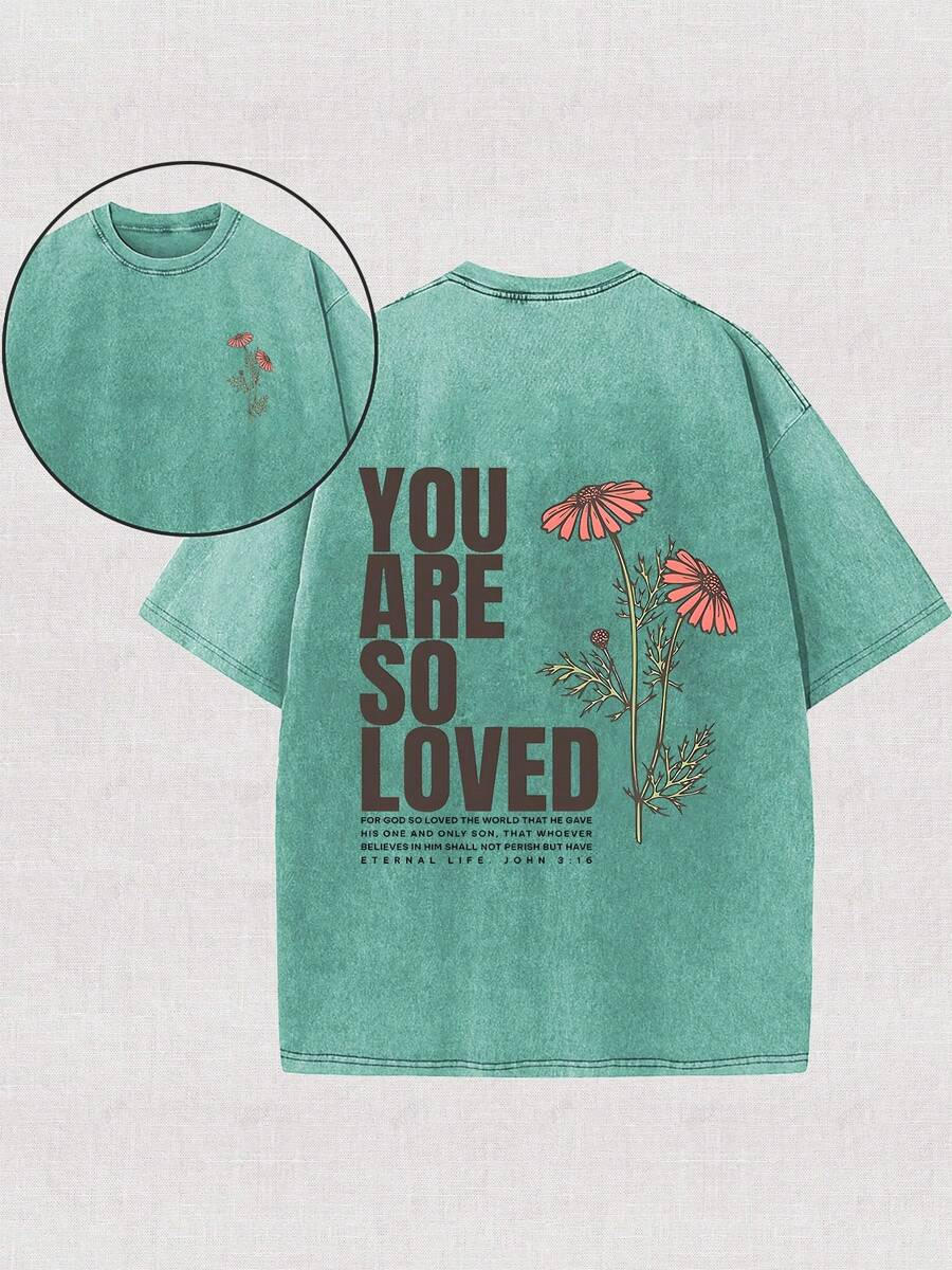230g Double-Sided Washing, You Are Such A Lovely Printed T-Shirt, High-Quality Batik Cotton Retro Fashion Brand T-Shirt, Beach Essential, Men's Summer T-Shirt, Holiday Gift, Perfect Gift. - Grass Green(草綠色) - 查看 1