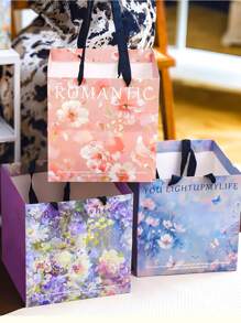 2 Stücke/5 Stücke modischer großer Blumen Geschenktüte im Ins-Stil, enthält Grußkarten, Ins-Stil, luxuriös, hochwertig, Geschenktüte, geeignet für Wohndekoration, Hochzeitsgeschenke, Hochzeitsjahrestags-Geschenke, Geschenke für die Freundin, Muttertagsgeschenke, Valentinstags-Geschenke, Geburtstagsgeschenke, Hochzeitsfeiern.