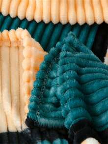 1 件条纹格子羊毛毯，柔软温暖的盖毯，适合床、沙发、办公室午睡、空调 - 綠色 - 查看 5