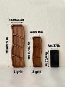 CMYD Studio 1pc Wooden Curved Snack Dish, Three/Four Compartment Dried Fruit, Candy Tray, Suitable For Party, Home Dinner, Nuts, Chocolate Platter, Dessert, Cake Display, Coffee, Cookies Serving Tray Christmas Gift - Multicolor - View 6