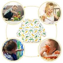 1/5pcs Children Long Sleeve Feeding Bibs, Baby Feeding Aprons To Prevent Soiled Clothes - Multicolor - View 5