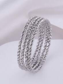 4 piezas de pulseras bangle de cuerda retorcida chapadas en oro de 18K, adecuadas para el uso diario y festividades de las mujeres