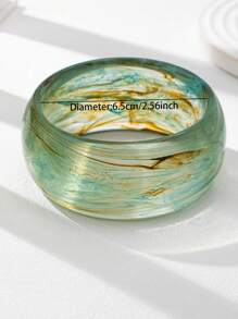 1 Pieza Brazalete de resina grueso de color verde mezclado, Conjunto de brazaletes anchos exagerados dorados para mujeres, Puños elegantes de moda, Banda de brazo, Conjunto de brazaletes minimalistas de moda, Joyas adecuadas para atuendos diarios