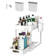Outdoor/Tabletop Organizer And Storage Cabinet, Large Capacity Heavy Duty Pull Out Under Sink Shelf With Sliding Drawer For Kitchen, Bathroom, Garden Balcony - 白色 - 查看 9