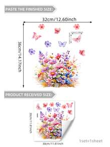 1pc/1set 2pcs Spring Floral Series Toilet Decorative Sticker, Bathroom Decal, Multi-Scenario Use Stickers