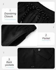 Mens Swim Trunks With Compression Lined Short Bathing Suits For Men 5 Inch Inseam Liner Men's Swimming Trunk - Black - View 4