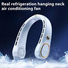 Portable Neckband Fan, 360° Bladeless Cooling Handheld Hands-Free Design, Long-Lasting Battery, 5-Speed Regulation, USB Rechargeable, Unisex Wearable Personal Fan, Suitable For Travel, Office And Outdoor Use - trắng - Xem 5