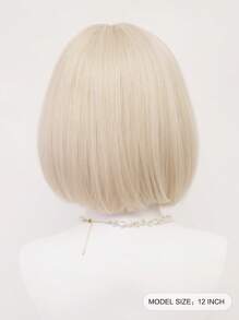 XYUNMI Blonde Bob Wig Short Straight With Bangs 12 Inch Lightweight Breathable Women's Heat Resistant Synthetic Wig For Daily Wear Party Role Play Beautiful Natural Lively Cute Short Hair