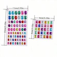 闪亮钻石水晶宝石贴纸套装/心形/彩色可爱创意闪亮贴纸 3D立体设计风格 高品质亚克力宝石贴纸，色彩鲜艳，防水耐用，易撕易贴，适用于水瓶、杯子、脸部、指甲、手机、笔记本电脑、家具、冰箱、派对礼物、生日奖励、面部装饰DIY钻石贴纸（多种颜色） - 彩色 - 查看 7