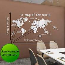 1pc Modern Acrylic World Map Wall Sticker - Size: 31.5*15.75 In, 47.24*23.62 In, Geometric Puzzle Wall Decor, Mirror Material - Self-Adhesive, Easy To Install, One-Time Use, Great For Home Living Room Bedroom Decoration