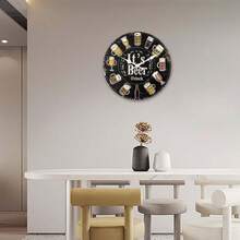 1pc 10-16 Inch Creative Beer Themed Wooden Wall Clock, AA Battery Powered, No Ticking Sound Silent Clock For Restaurant, Bar, Home Wine Themed Wall Decor, Ideal Holiday Gift (No Battery) Room Decor Clock Wall Bedroom Decor Dormitory Decor Back To School School Decor School Surprise Home Decor School Supplies - Black - View 5