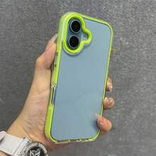 【よく売れる】なキャンデ ィカラー ダブルレイヤー耐衝撃 i Phone 16e 16 15 14 13 12 Pro Max ケース ナイロンチェーン付きショックプルーフバックカバー - イエロー - チェックする 4