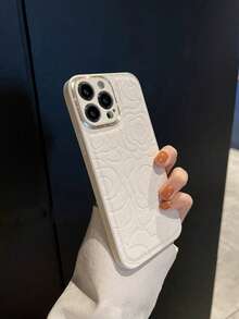 Étui de téléphone en TPU doux avec motif de fleur de camélia, compatible avec 11 12 13 14 15 16 Plus Pro Max, étanche, antichoc, anti-chute, résistant aux rayures - Beige - Voir 2