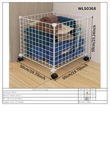 Cesta para ropa sucia, cesta de almacenamiento con ruedas de hierro artístico para uso doméstico interior, para baño o dormitorio, fácil de ensamblar, cesta de almacenamiento móvil - Multicolor - Ver 12