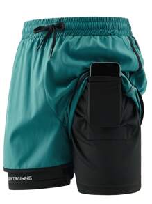 Men's Quick-Dry Contrast Trim Shorts, Featuring Contrast Striped Side Design, Suitable For Gym Training, Streetwear And Casual Occasions