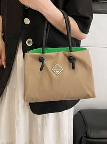 Geantă de mână nouă cu mai multe straturi, cu litere simple, cu semnătură dopamină, pentru celebrități de pe internet, geantă pentru mămici, geantă pentru naveta de serviciu, geantă de mână pentru femei, geantă cu bebeluș, geantă la modă pentru mămici în culoare solidă, geantă de mână compactă mini pătrată portabilă