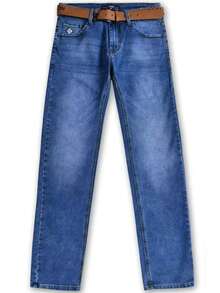 Herren Jeans - Kostengürtel enthalten - Slim Fit Jeans - Gerade Bein Jeans - Stretch Jeans - Blaue Jeans - Herren Denimhosen - 4-Jahreszeiten vielseitige Jeans - Jugend Lässige Hose, Straßenstil, Komfortable Hose, Jeans mit Gürtel, Hochgeschnittene Jeans, Business-Casual Jeans, beinschmeichelnde Herrenhose