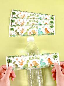 10pcs Dinosaur Theme Water Bottle Labels, Cartoon Dinosaur Roar Water Bottle Stickers, Jungle Animal Water Bottle Wraps, Dinosaur Theme Party Decorations, Suitable For Baby 1st Birthday Party - Multicolor - View 7
