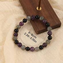 Vibe Green Jade Bracelet - Healing Wealth Bracelet - Jade Beaded Bracelet Women Men - Bring Good Luck Prosperity And Emotional Balance - Adjustable Size - 拉長石,紫水晶,黑碧璽 - 查看 5