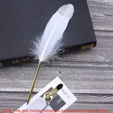 1pc Retro European British Style Gold Feather Pen, Creative Stationery For Students, Teachers, Wedding Guests, Calligraphy Enthusiasts, Writing Instrument, Signature Tool, Wedding Favors, Holiday Gifts, Christmas, New Year, Valentine's Day, Teacher's Day, Birthday