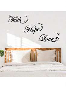 3 Peças/Conjunto Decoração de Parede de Aço Fé Amor Esperança, Decoração Doméstica Moderna, Placas de Parede de Metal, Citação Positiva para Pendurar na Parede