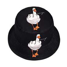 双面卡通印花渔夫帽，男女款休闲户外旅行沙滩太阳帽