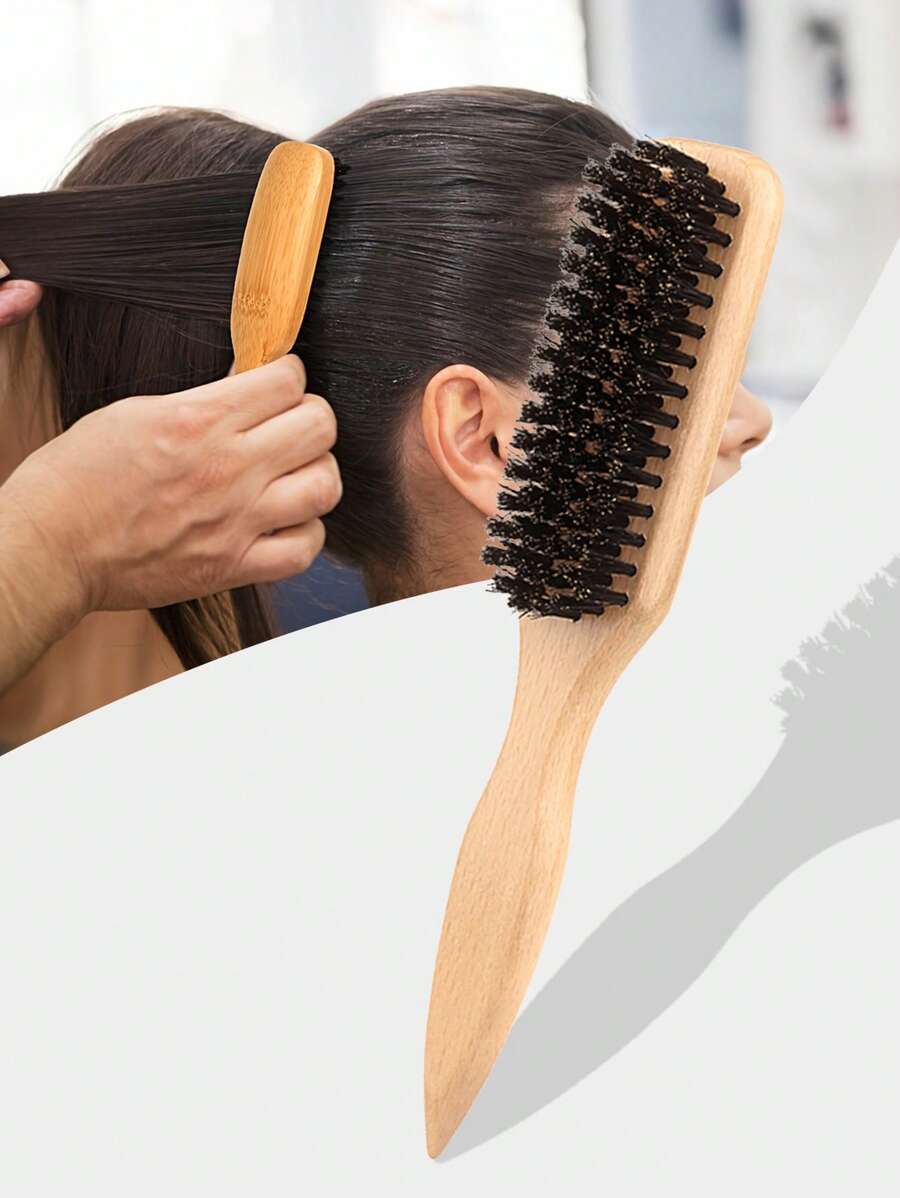 Spazzola per capelli e barba in setole di cinghiale per uomo e donna - Spazzola professionale per acconciatura senza profumo con setole per capelli spessi/sottili, spazzola per pulizia di sfumature e rasoi, strumento per rendere i capelli lisci