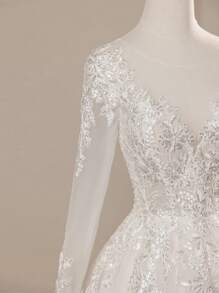 Deep V-Neck Glamorous Lace Champagne Cape Sleeve Tulle Long Wedding Dress For Bride
