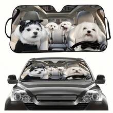 Premium Car Windshield Sun Shade - Instant Sun Protector For Dashboard, Car Sun Shade For Windshield - Foldable UV Protection Sunshade For Cars, Universal Fit - Dog a - View 1