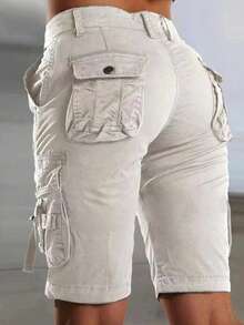 女士纯色宽松休闲工装短裤