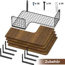 Wandregal, Eckregale, mit 4 Ebenen, L-förmiges Eckregal, Schweberegal, Bücherregal, Hängeregal, Holzregal, für Badezimmer, Küche, Schlafzimmer, Heimdekoration, Waschküche, Wohnzimmer, Dunkelbraun