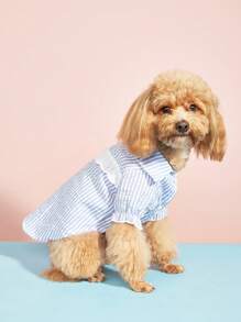 1pc Adorable Pet Dog Striped Shirt, Fashionable & Cute INS Style Teddy Shirt, Washable No-Pilling Fabric