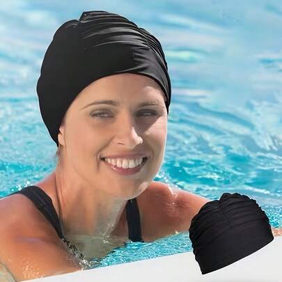 1pc Adult Extra Large Swim Cap - Elastic & Comfortable Fit, Machine Washable, Suitable For Swimming Pool, Spa, Bathing - Unisex Hair Protection Cap, High Quality Textile Material