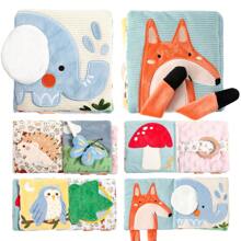 Libro de tela de elefante bebé, muñeco de tacto de educación temprana, libro de reconocimiento de animales volteable, muñeco de peluche adorable, ayuda al bebé a reconocer el mundo, regalo para recién nacidos