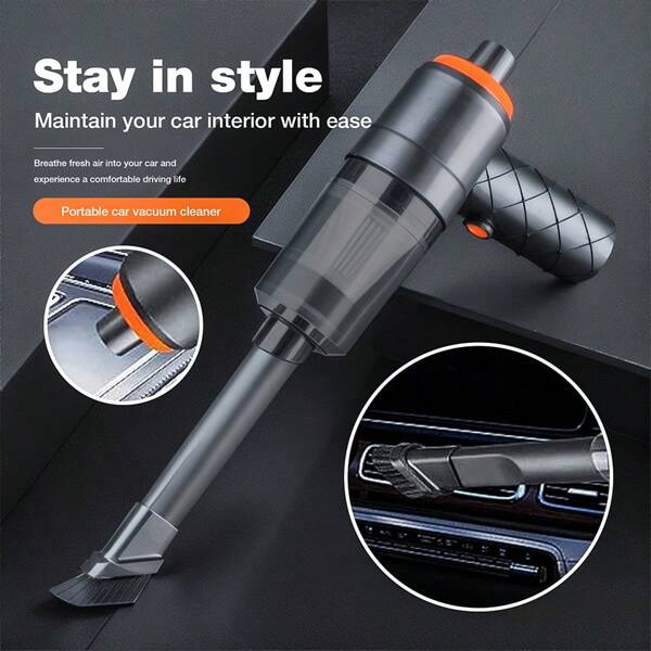 Aspiradora inalámbrica de alta potencia de 120W, cargable por USB para el hogar y el coche, aspiradora de mano con succión potente y funciones únicas de succión y soplado