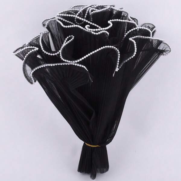 1 pezzo Stile coreano profumo di fiori in rete a onde, materiale per confezione fai da te di fiori di rosa, rete plissettata, rete di perle, nastro, adatto per festival, matrimoni, compleanni, negozi di fiori, decorazione per confezioni di composizioni floreali fai da te