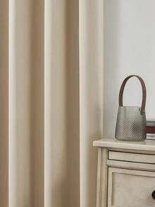 1 件遮光窗帘，黑色涤纶窗帘，带索环顶部 - 耐用、隔热、隔音 - 非常适合客厅、卧室装饰、卧室窗户 | 现代窗帘 | 索环顶部窗帘，客厅窗帘 - 米色 - 查看 3