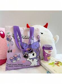 Sanrio Hello Kitty, Cinnamoroll,Pochacco 1pc Supply List Japanese Kt Cat Cartoon Hello Kitty Canvas Bag Fresh And Simple Shoulder Bag Class Hand-Held Canvas Bag, Cute Cartoon Large Capacity Handbag Shopping Storage Bag Tutoring Bag Small Gift Prizes,Birthday Gift,Makeup Bag,Hello Kitty Items