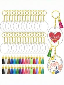 350pcs Blank Heart Shaped Acrylic Keychains, DIY Crafts For Keyrings, Pendants, Backpacks, School Supplies, Car Accessories, Y2K Goth Style Lanyard With ID Holder, Bag Charms, Christmas Gifts, Teacher, Friend, Sister Gifts - Heart Shape - View 3