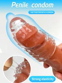 Funda de pene con 2 tallas transparentes diferentes, juguete sexual masculino, producto sexy SM. Funda de pene transparente con partículas suaves. Funda de pene de silicona con vaina extendida. Anillo de pene con estiramiento esférico, reutilizable, funda de pene realista, juguete sexual para adultos, pareja, estimulación de la vagina femenina para mejorar el placer sexual, funda de pene de 4 cm de largo para hombres, juguete sexual para parejas