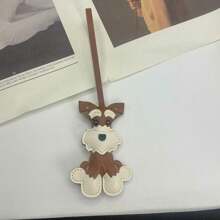 1pc Schnauzer Dog Leather Keychain, Creative Pet Charm Bag Accessory, Cute Dog Pendant, PU Leather Cartoon Dog Keyring, Small Gift