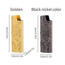 金龙浮雕打火机盒适用于 BIC J6（不含打火机），时尚金属设计，饰有复杂的龙纹，易于存放，握感舒适，是送给父亲的完美礼物