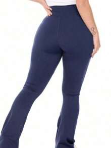 FLARE BALLERINA PANTS WOMEN'S FITNESS LEGGING HIGH WAIST IDEAL FOR PILATES GYM GYMNASTICS IN YOUR EVERYDAY LIFE - Màu xanh hải quân - Xem 3