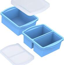 Silicone Freezer Trays With Lids, Set Of 4 - With 1cup And 2 Cup Silicone Freezer Molds For Freezing Soups, Sauces And Individual Microwave Safe - 2 Gói Xanh - Xem 1